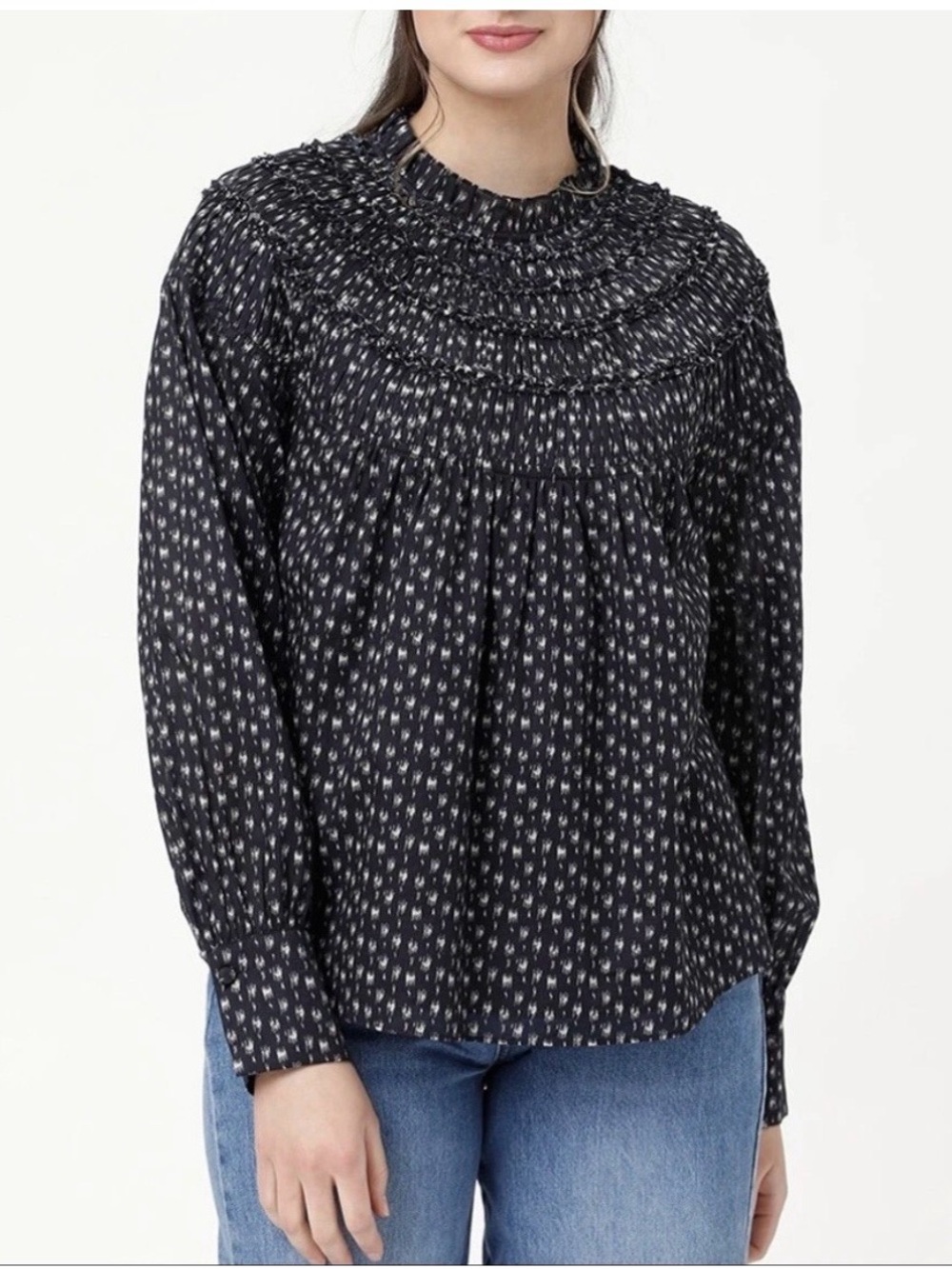 Rebecca Taylor Ikat Fleur Blouse, long-sleeve size 6 (j10)